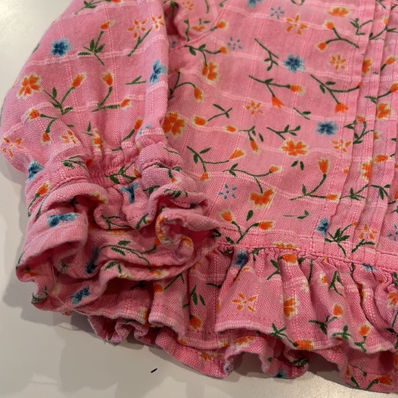 OILILY Pleated Floral Button Down Ruffle Dress Shirt Sz 80 Pink Size 9-12 months - Picture 3 of 6